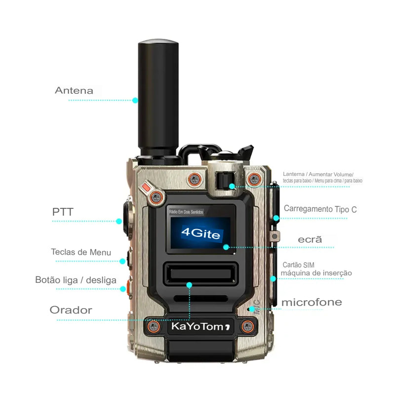 KaYoTom M08 4G Global Walkie-Talkie (PAR) (2 UNIDADES) – Comunicação Global com Alcance de Até 5.000 km